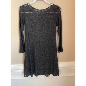 Tessuto Vtg Shimmer Lace Sheer Mini Dress Tunic Whimsigoth Fairy Grunge